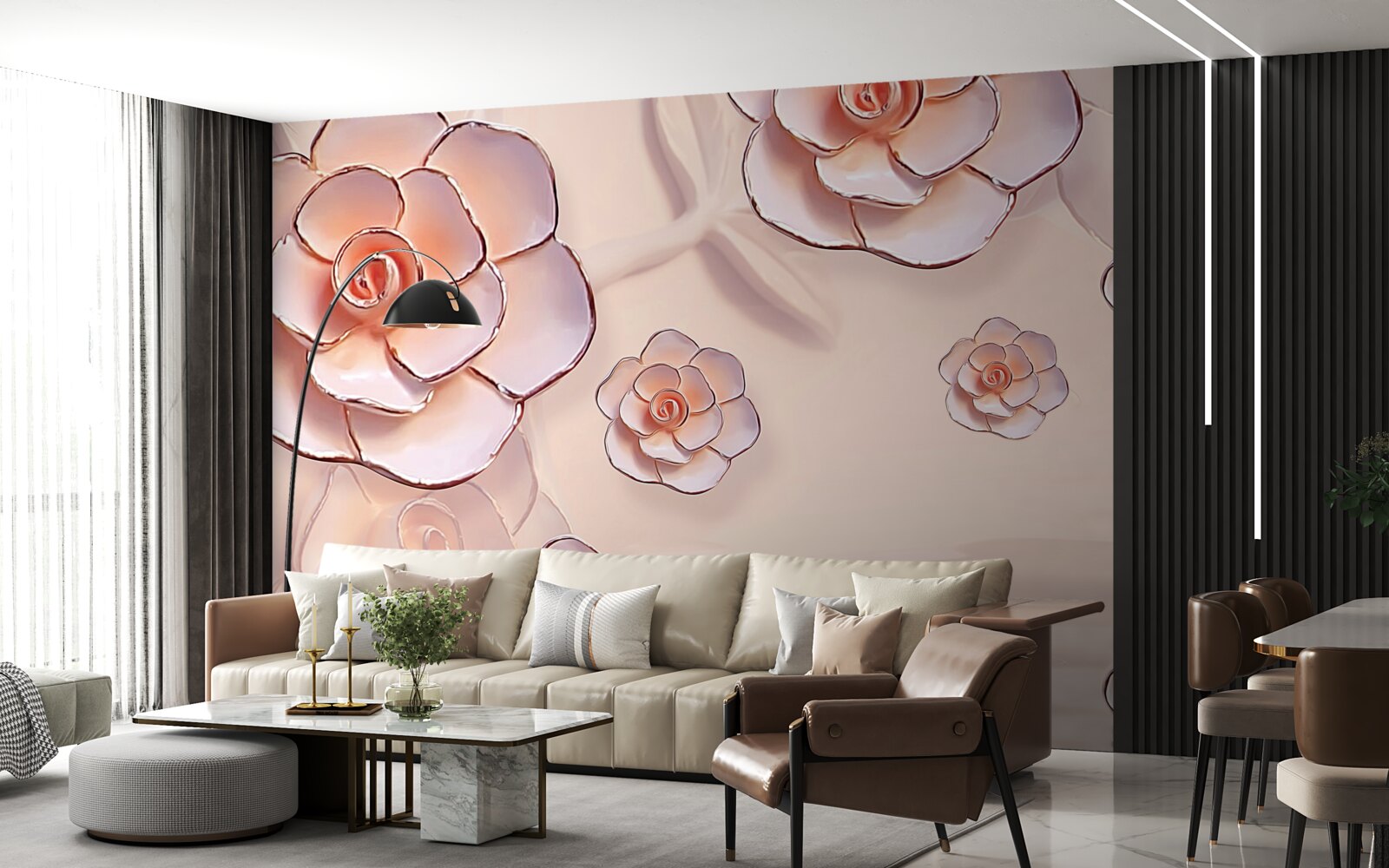 Фотошпалери рожеві порцелянові троянди