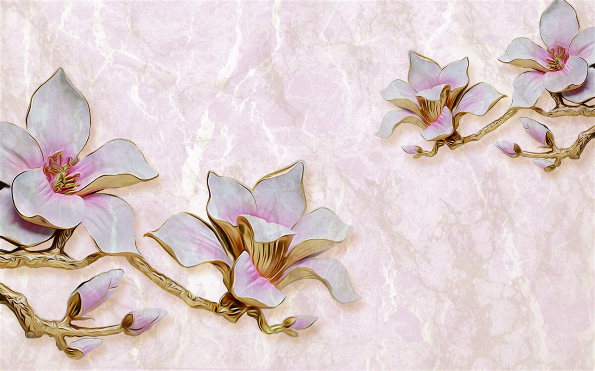 Фотошпалери Білосніжні гілки магнолії на ніжному тлі