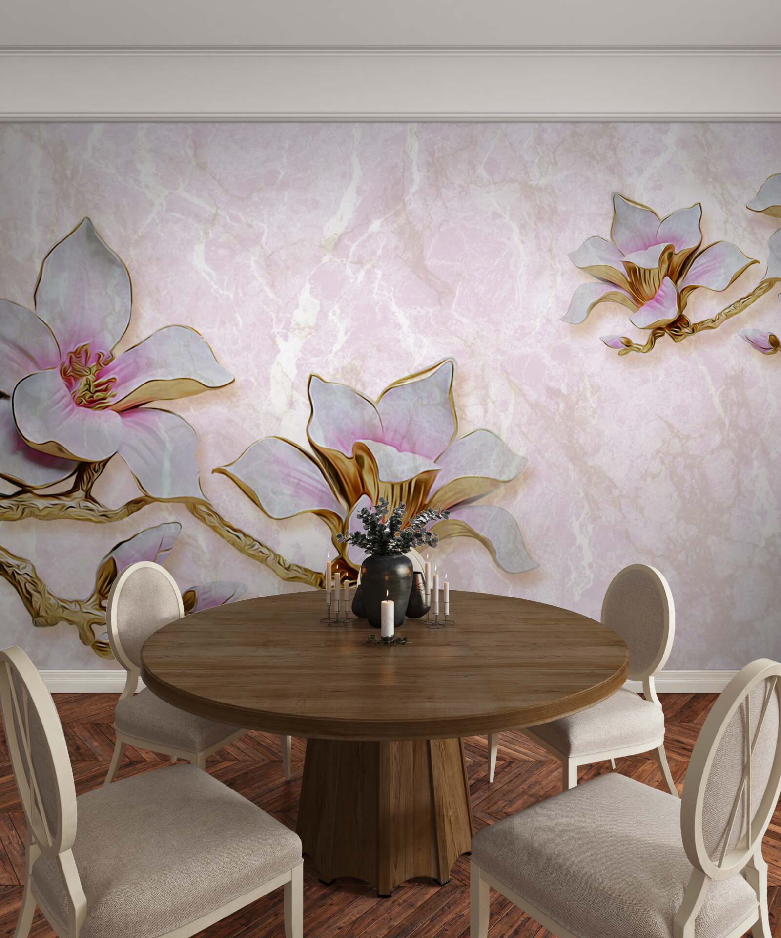 Фотошпалери Білосніжні гілки магнолії на ніжному тлі