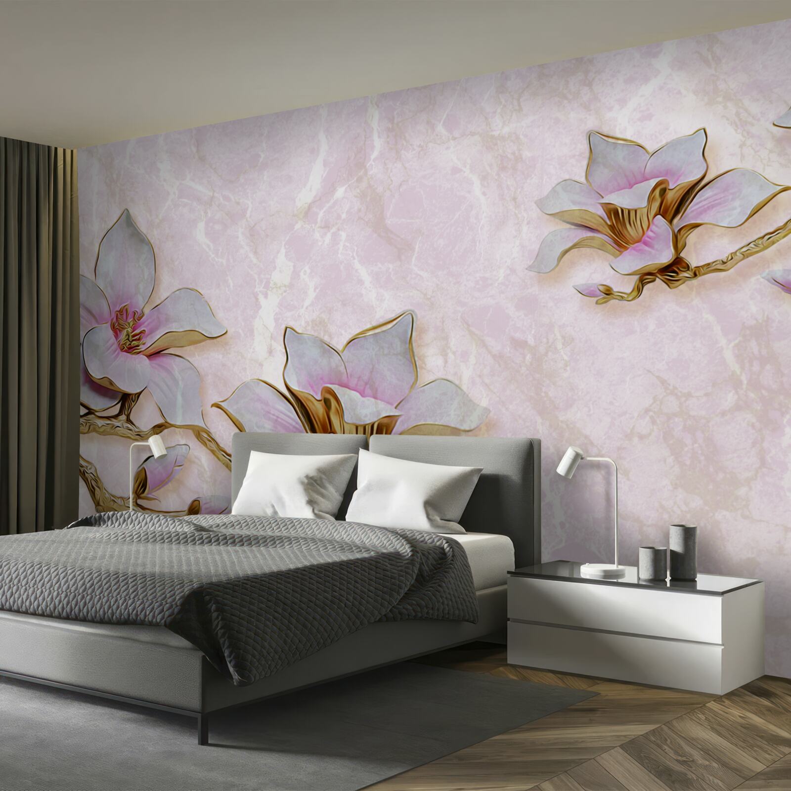 Фотошпалери Білосніжні гілки магнолії на ніжному тлі