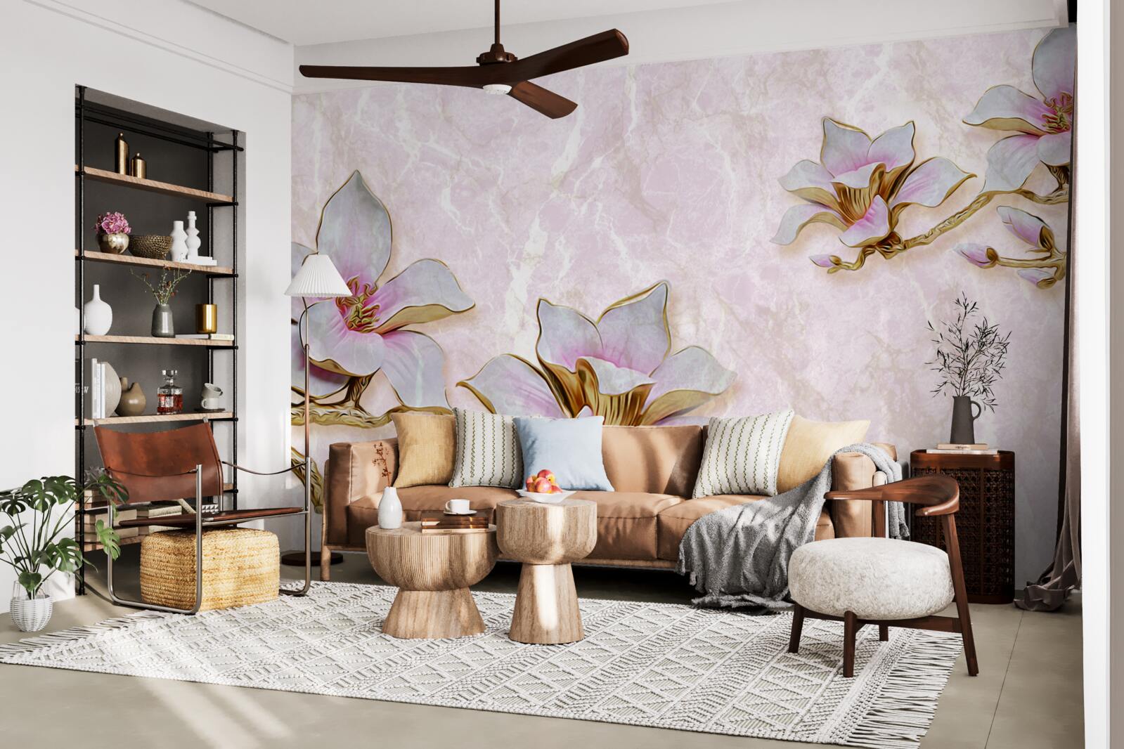 Фотошпалери Білосніжні гілки магнолії на ніжному тлі