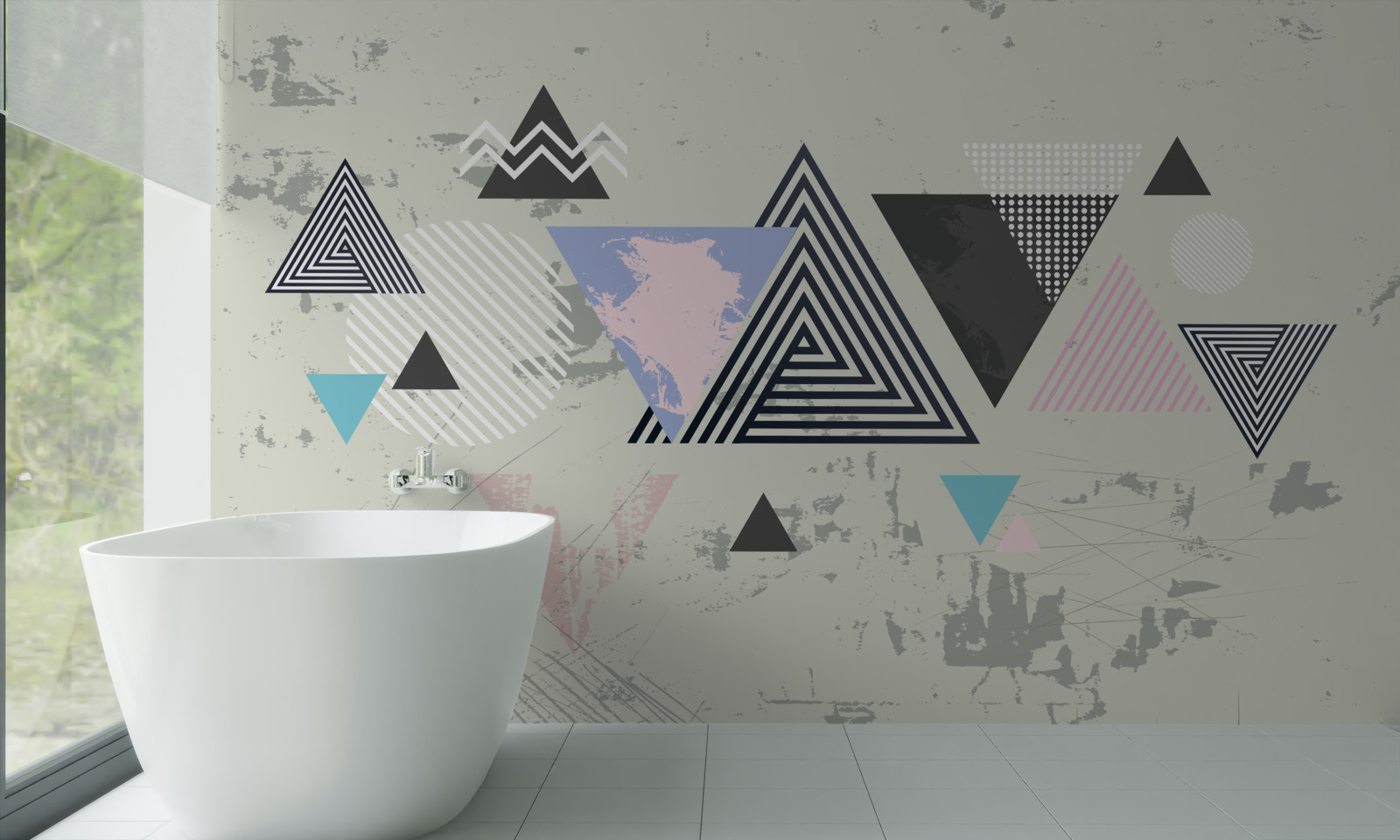 Фотошпалери трикутні фігури на сірому тлі