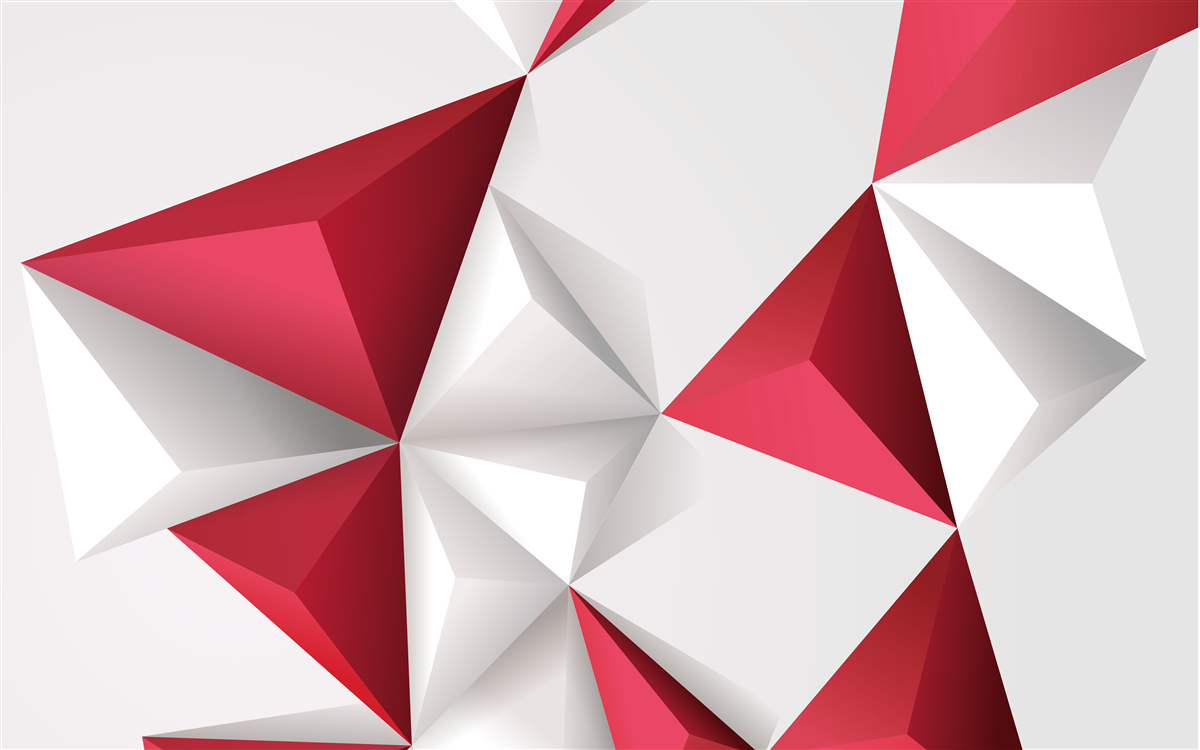 Фотошпалери білі та червоні трикутники з об'ємом
