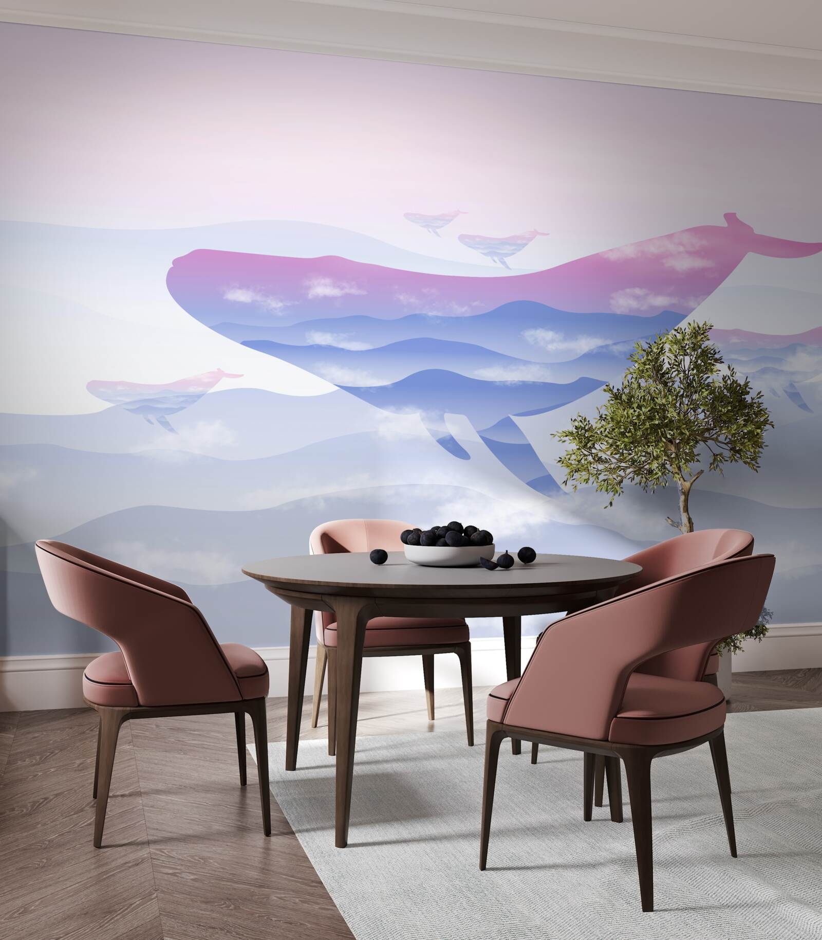 Фотошпалери кит ковзає серед хмар