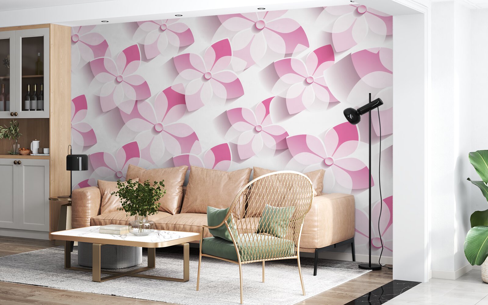 Фотошпалери фон у рожевих квіткових відтінках