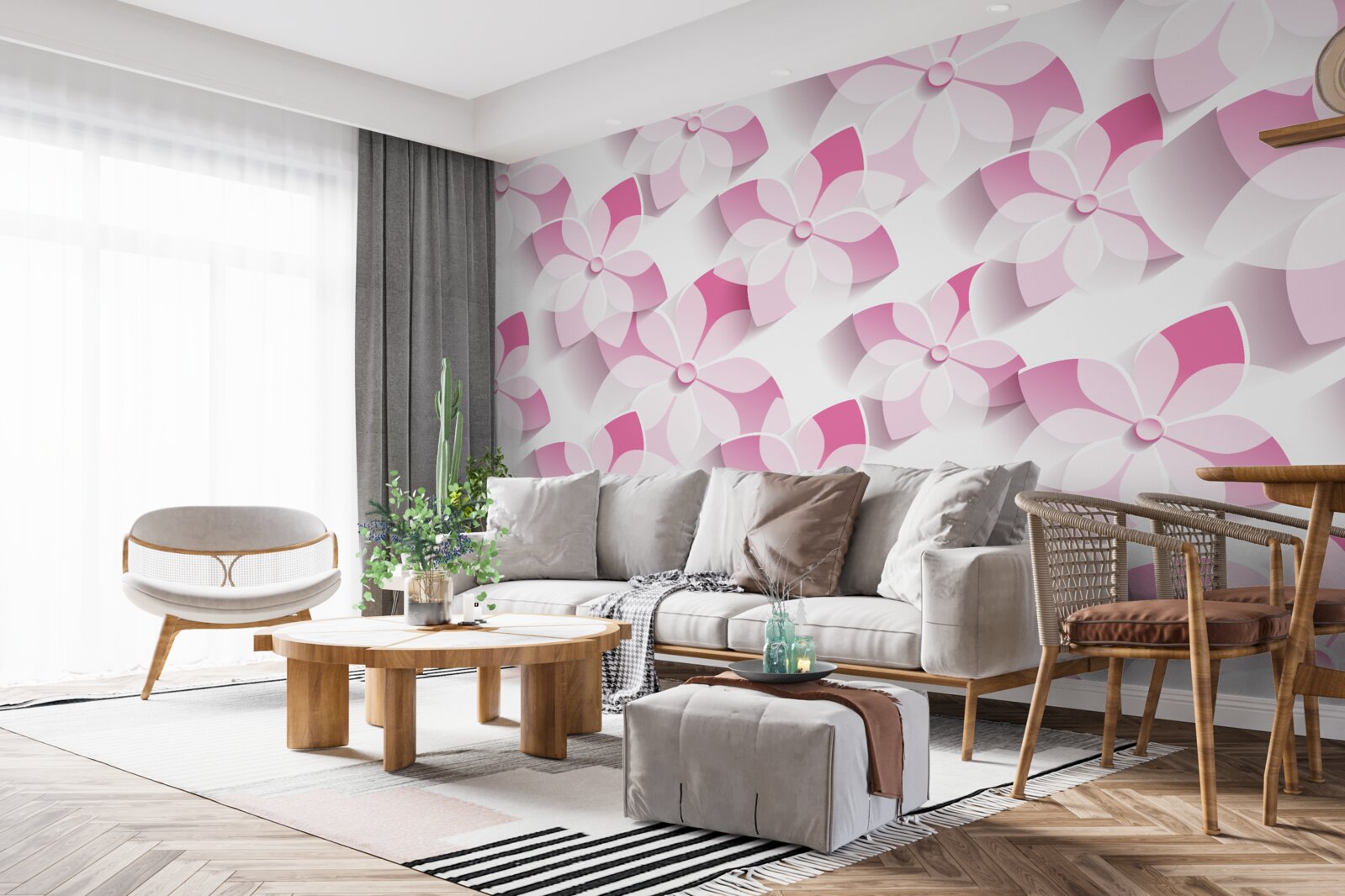 Фотошпалери фон у рожевих квіткових відтінках