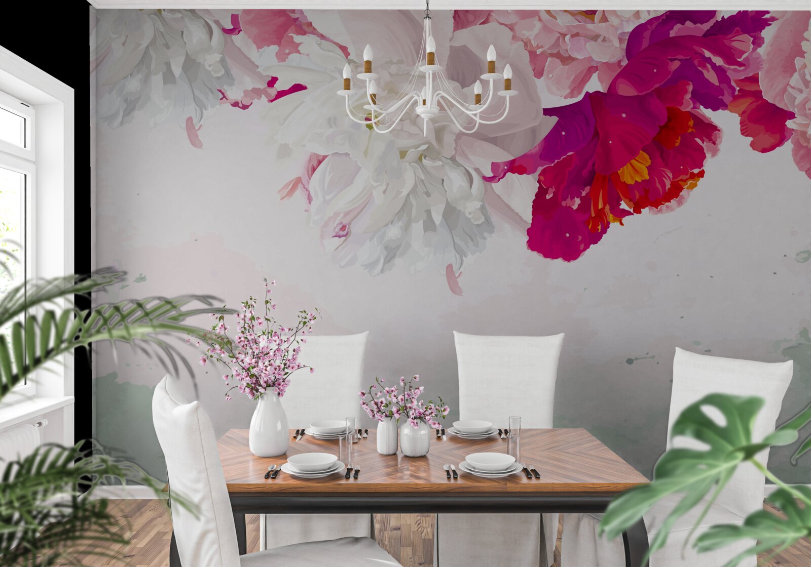 Фотошпалери насичений фон у відтінках білого