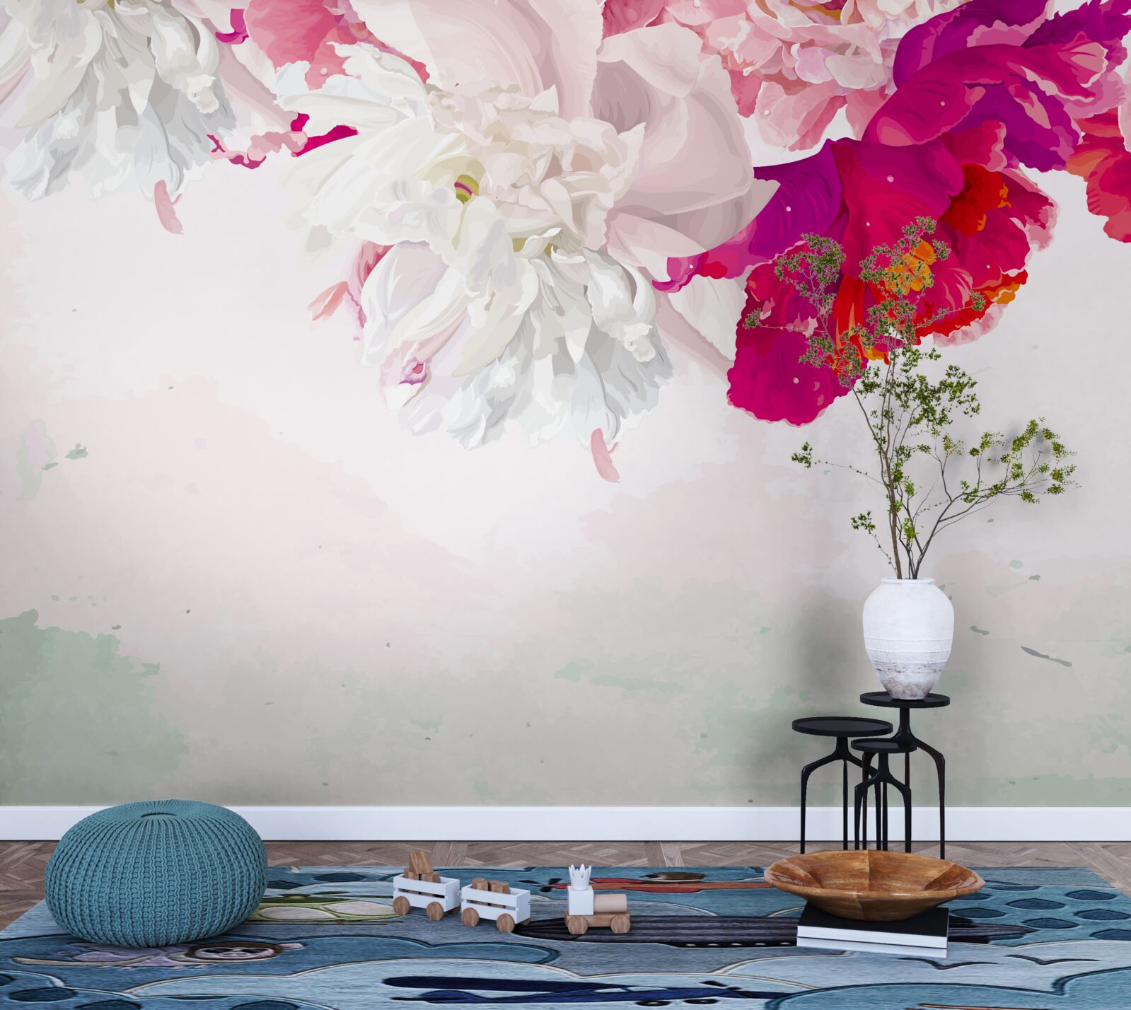 Фотошпалери насичений фон у відтінках білого