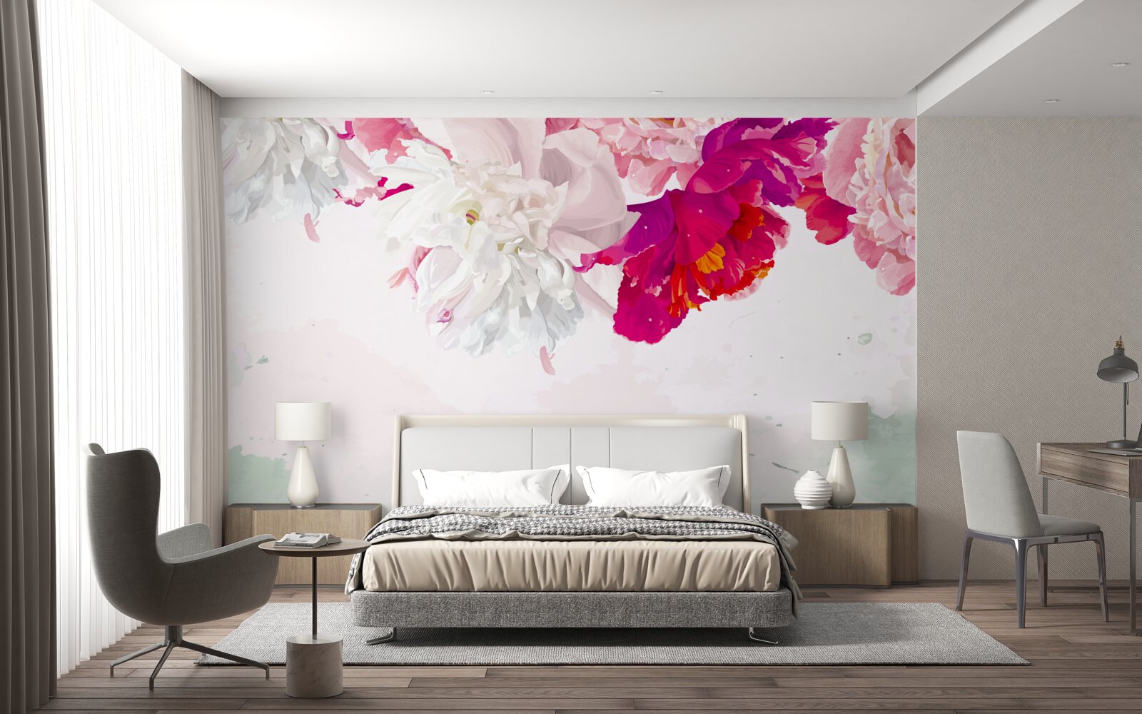 Фотошпалери насичений фон у відтінках білого