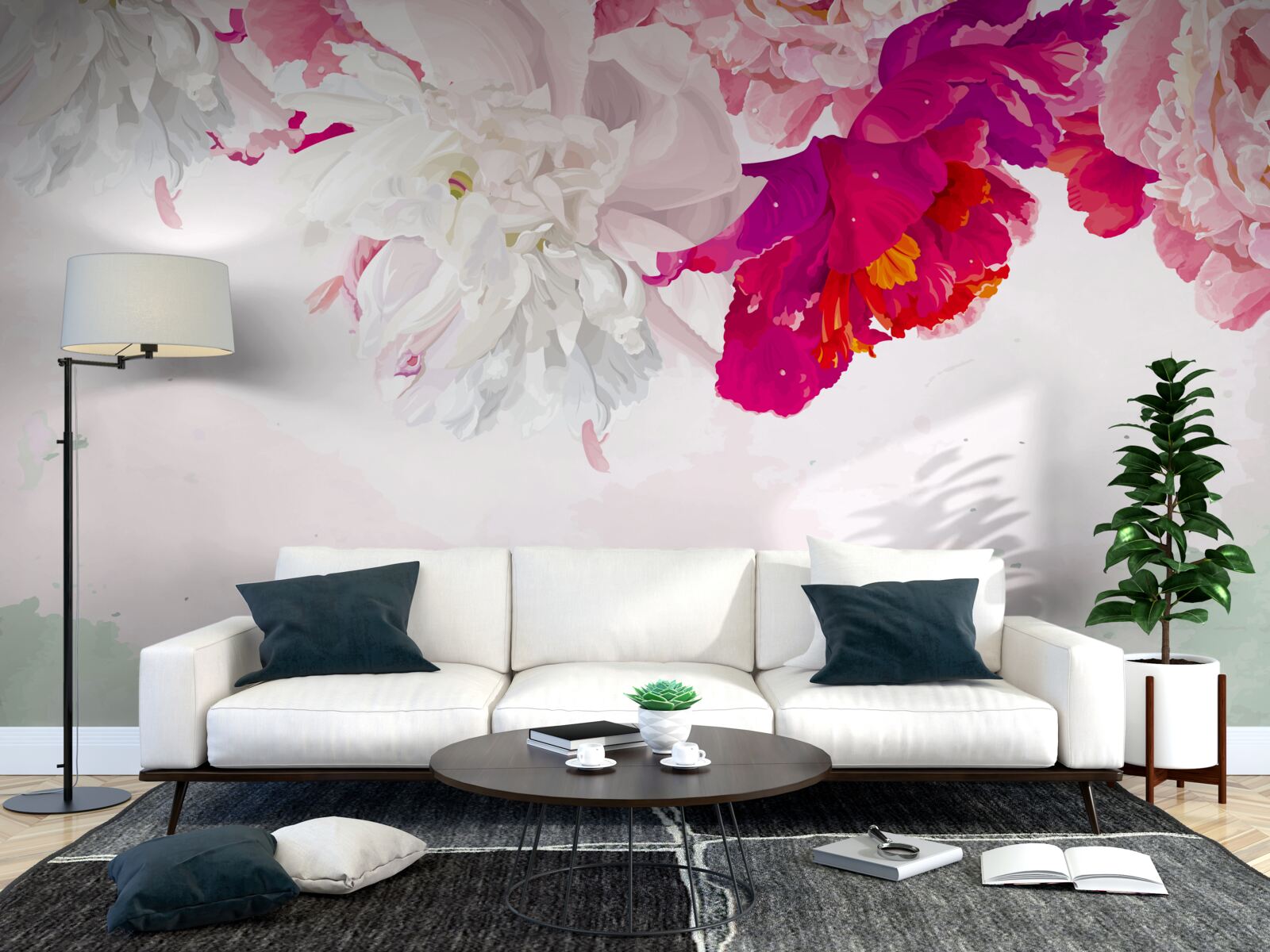 Фотошпалери насичений фон у відтінках білого