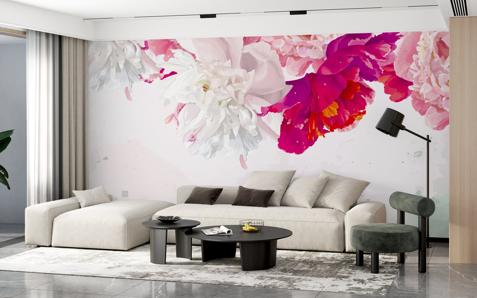 Фотошпалери насичений фон у відтінках білого