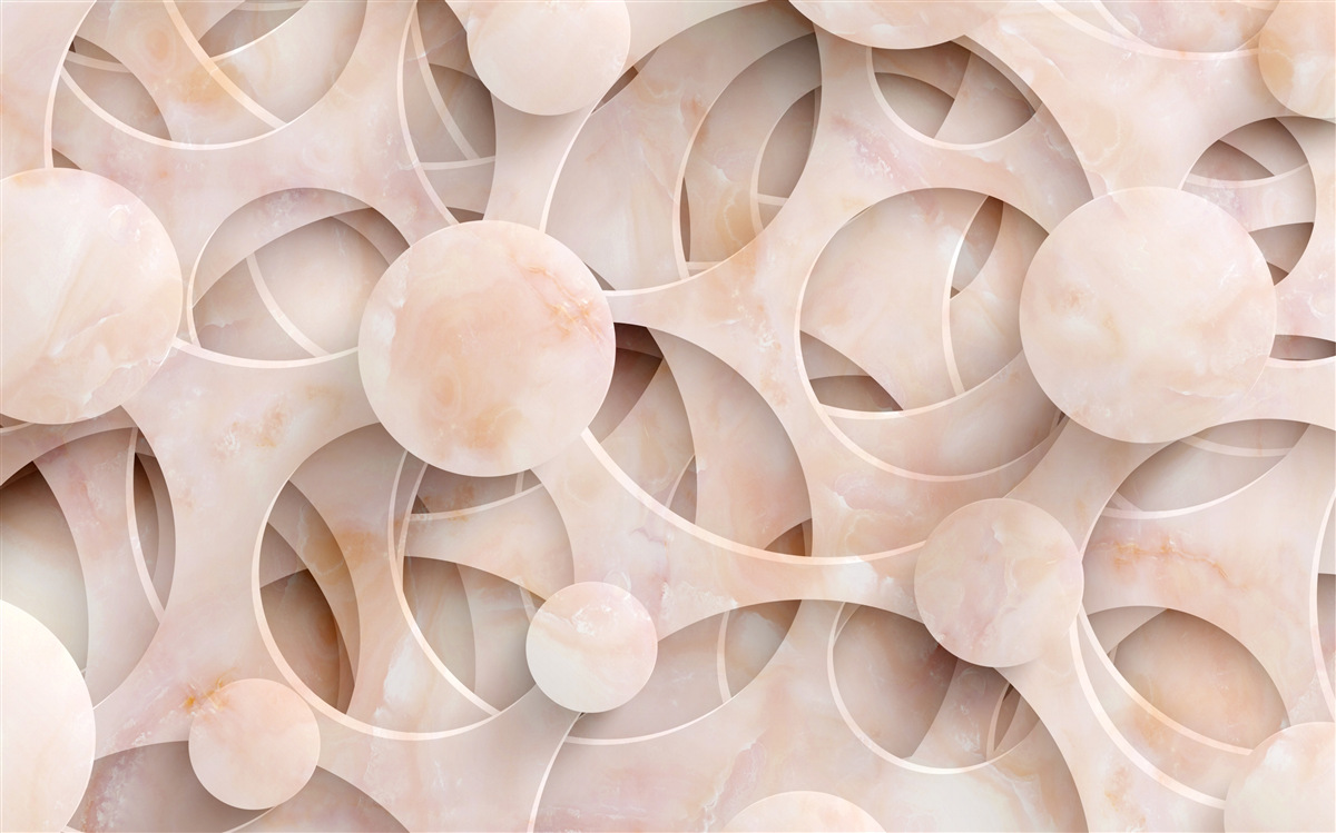 Фотошпалери округлі форми та вигнуті лінії на рожевому тлі