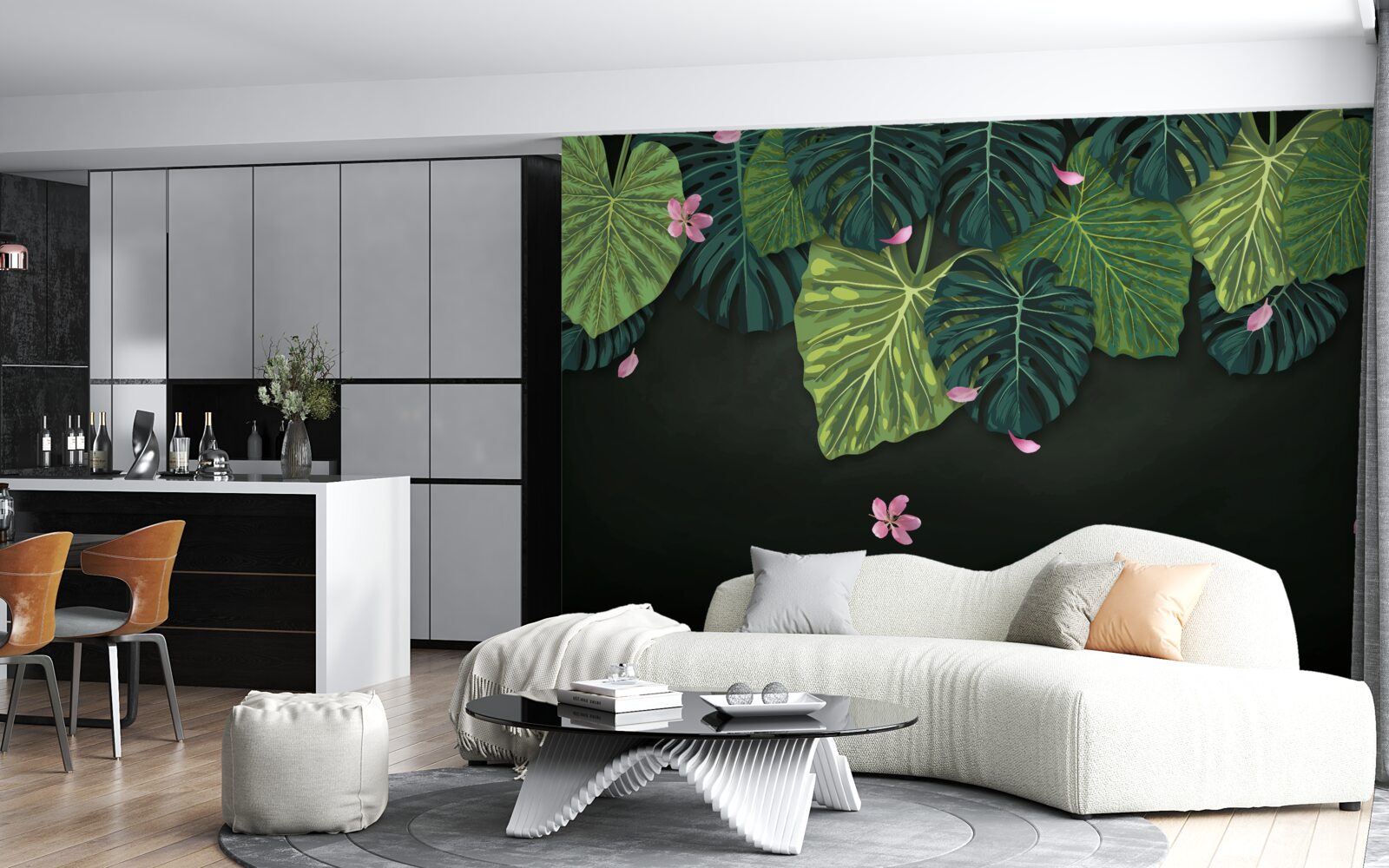 Фотошпалери тропічне листя вночі