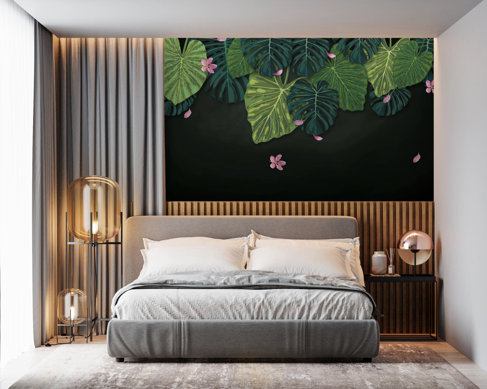 Фотошпалери тропічне листя вночі