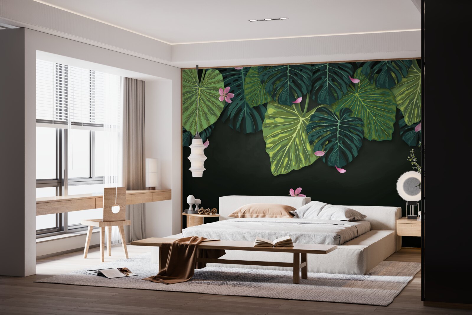 Фотошпалери тропічне листя вночі