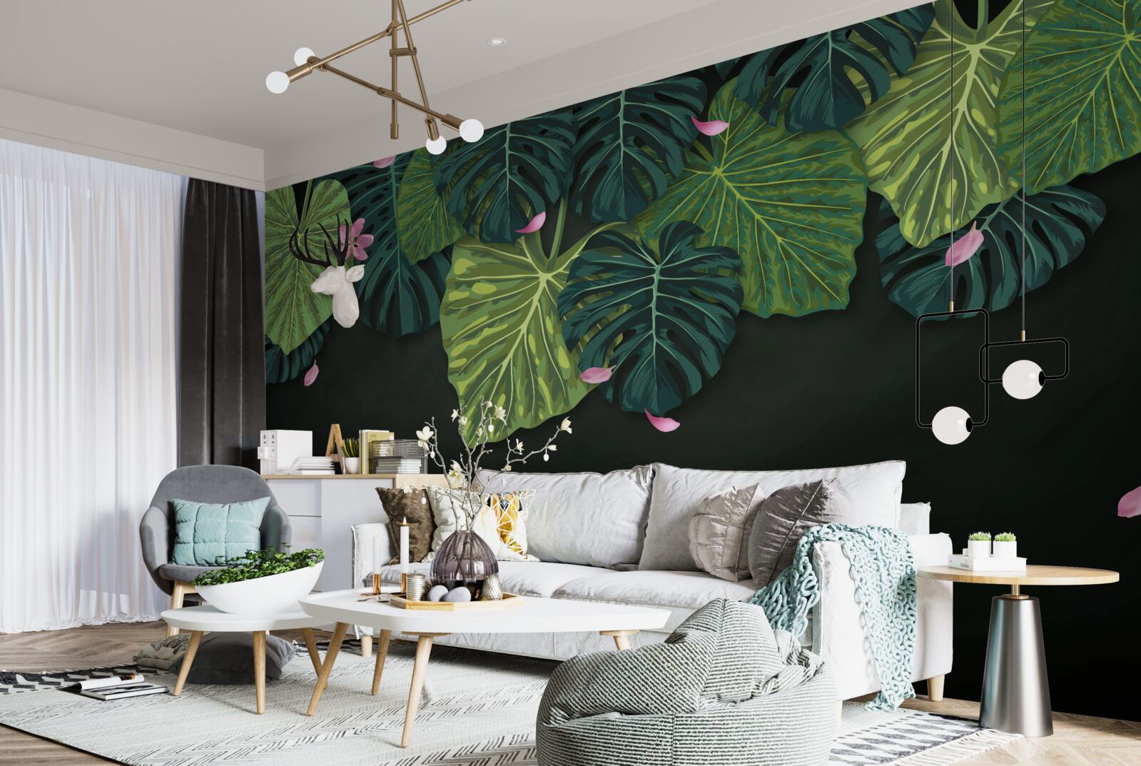 Фотошпалери тропічне листя вночі