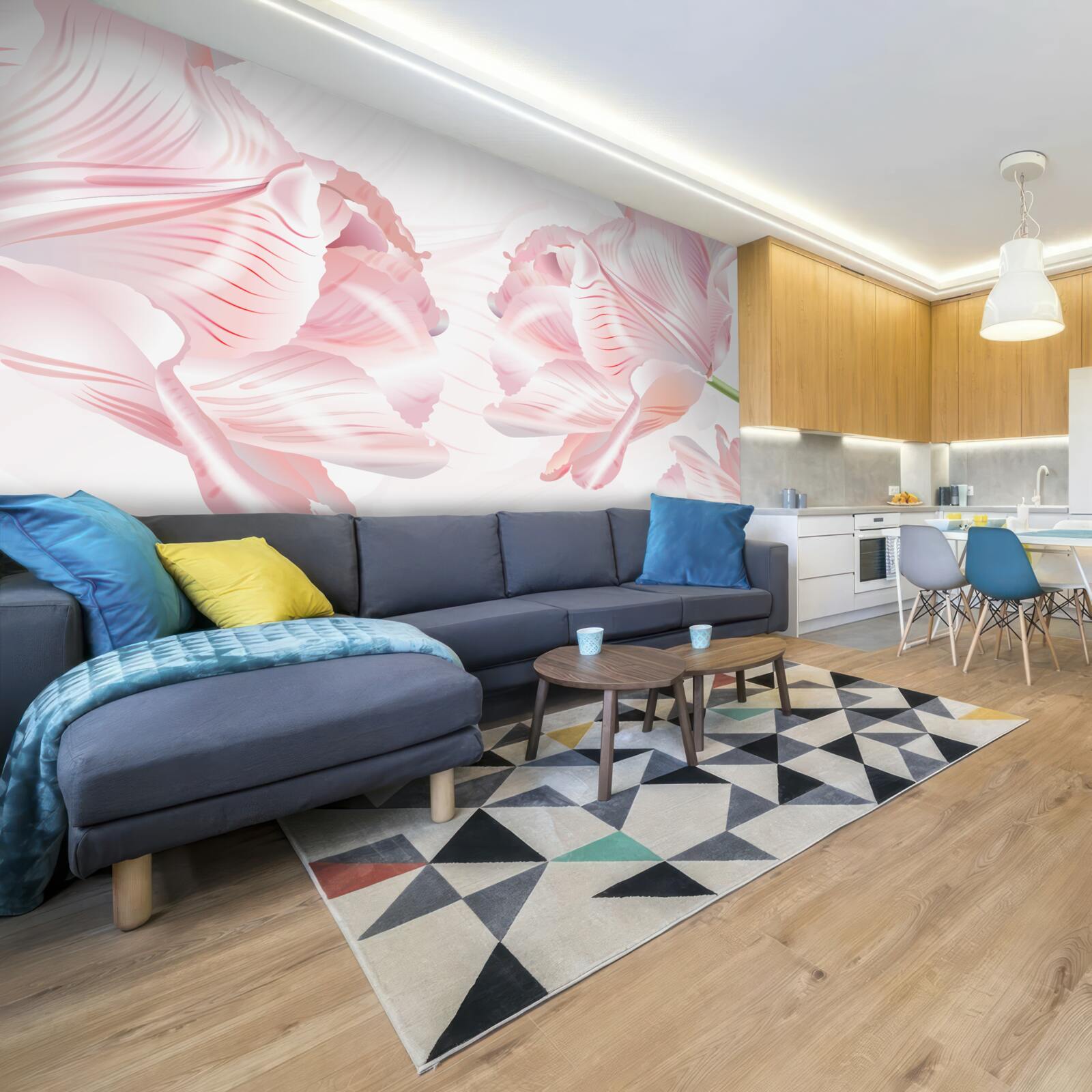 Фотошпалери рожеві тюльпани з романтичним настроєм