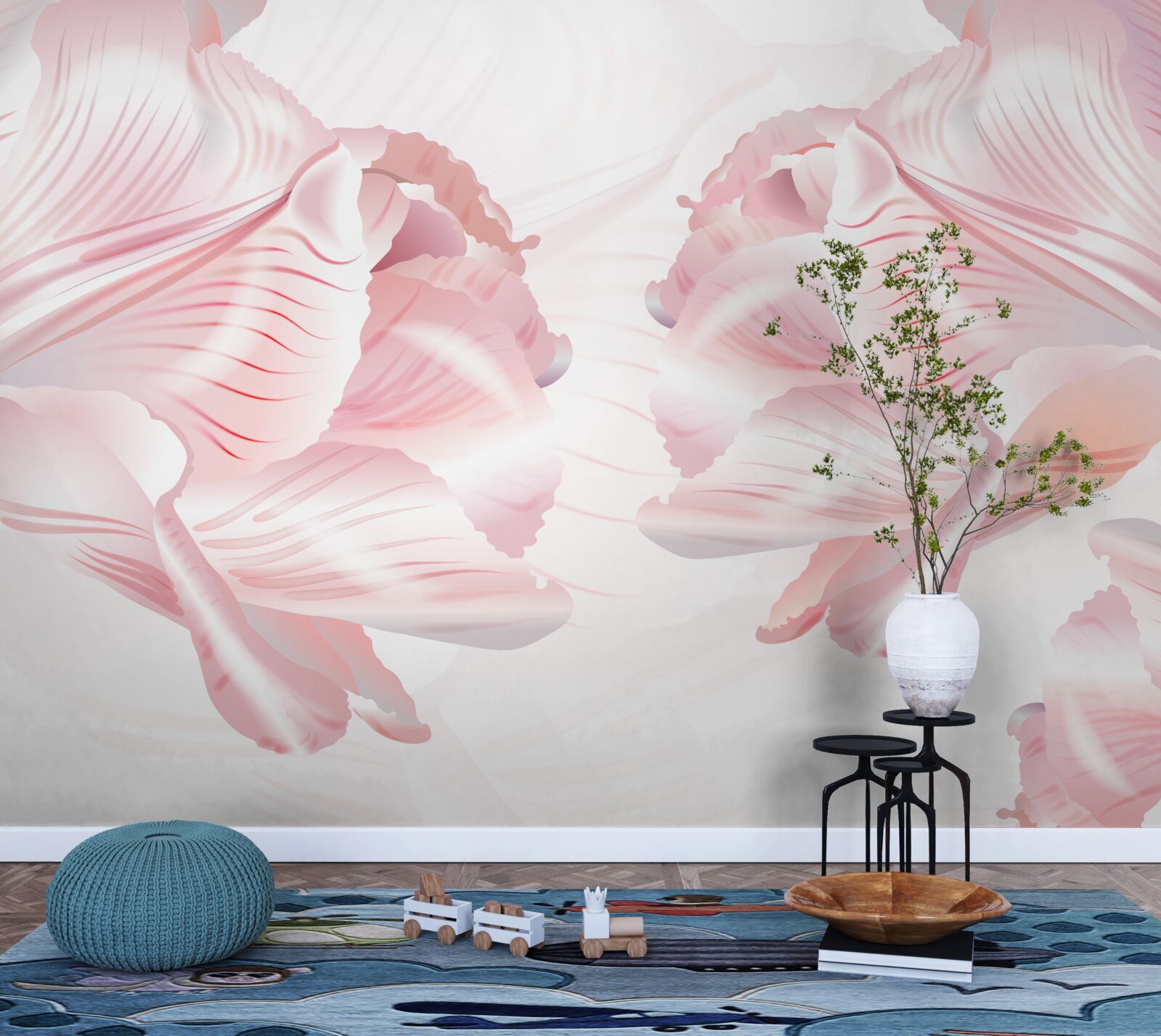 Фотошпалери рожеві тюльпани з романтичним настроєм