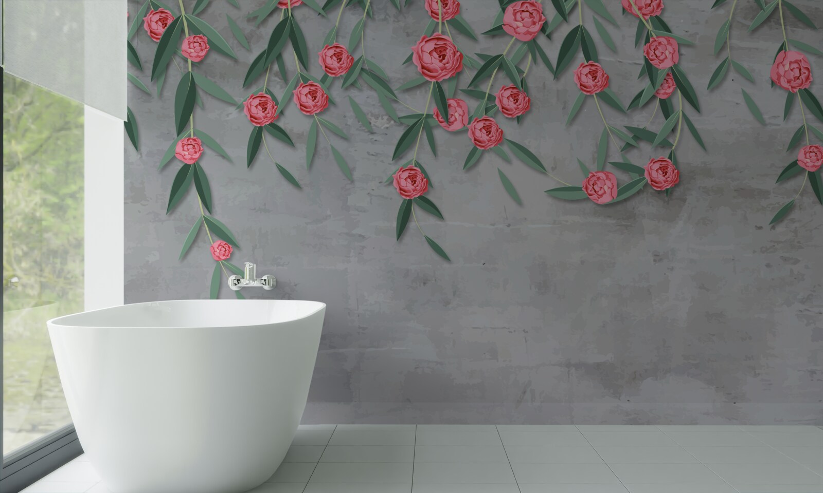 Фотошпалери квітковий ноктюрн у рожевому кольорі