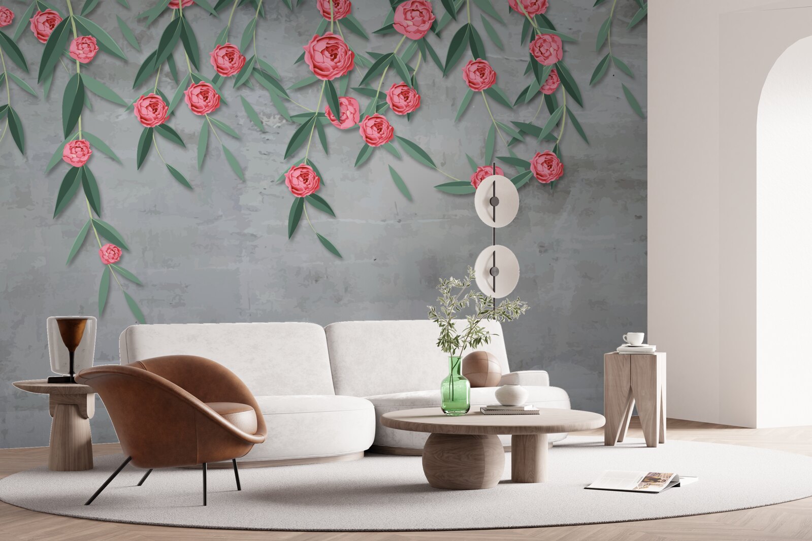 Фотошпалери квітковий ноктюрн у рожевому кольорі