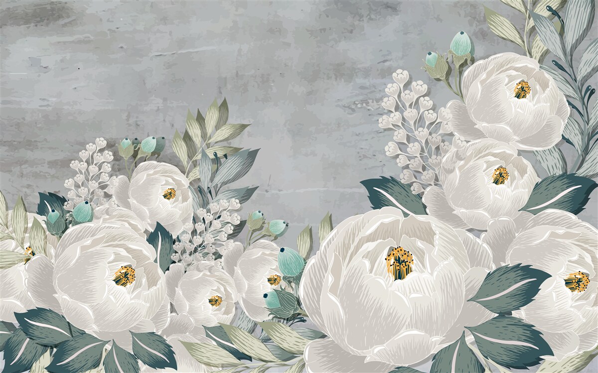 Фотошпалери білі півонії опівночі