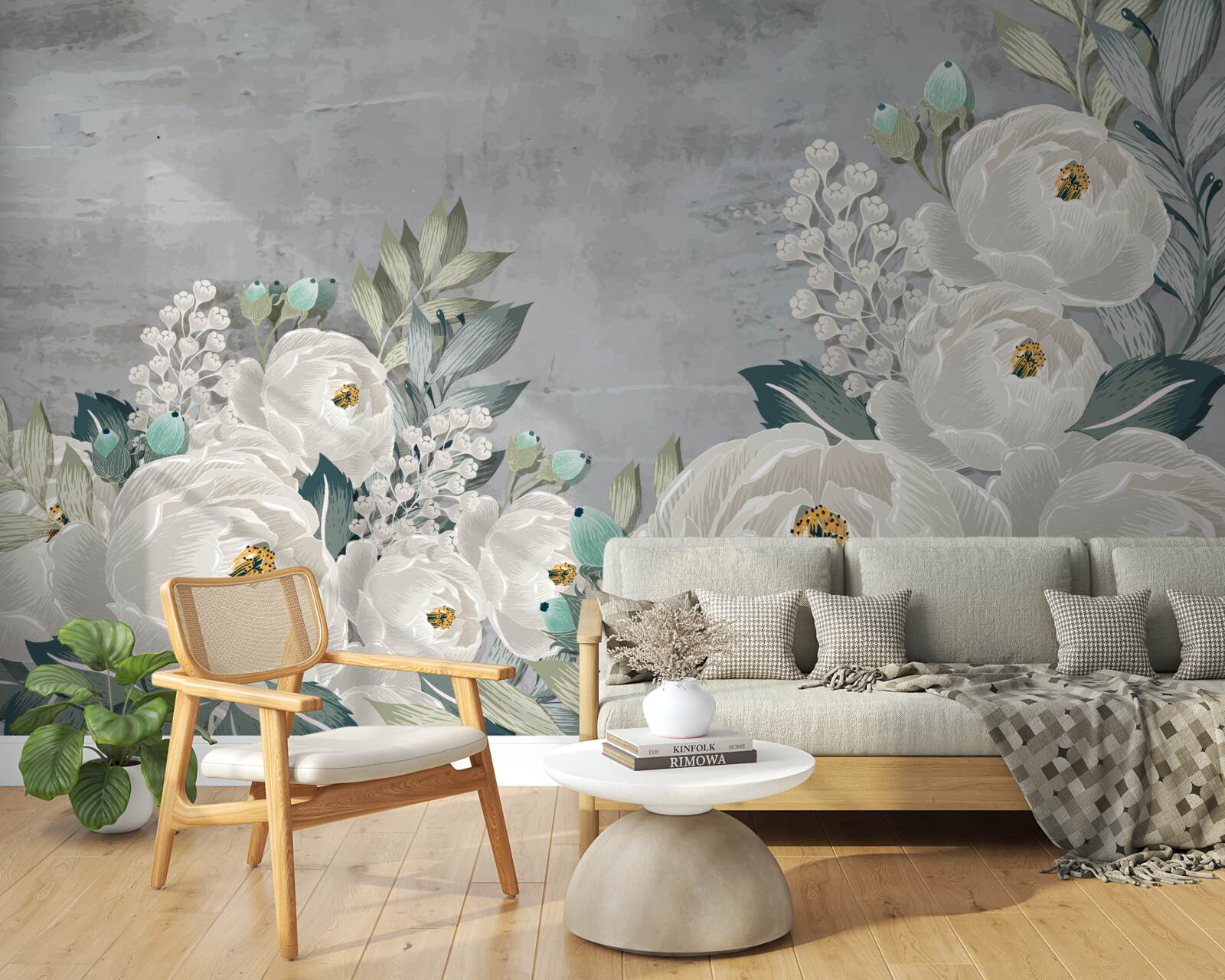 Фотошпалери білі півонії опівночі