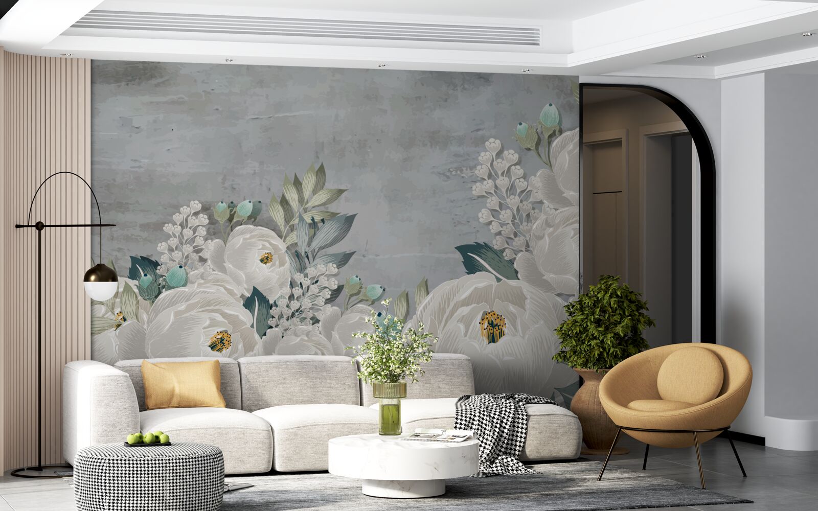 Фотошпалери білі півонії опівночі