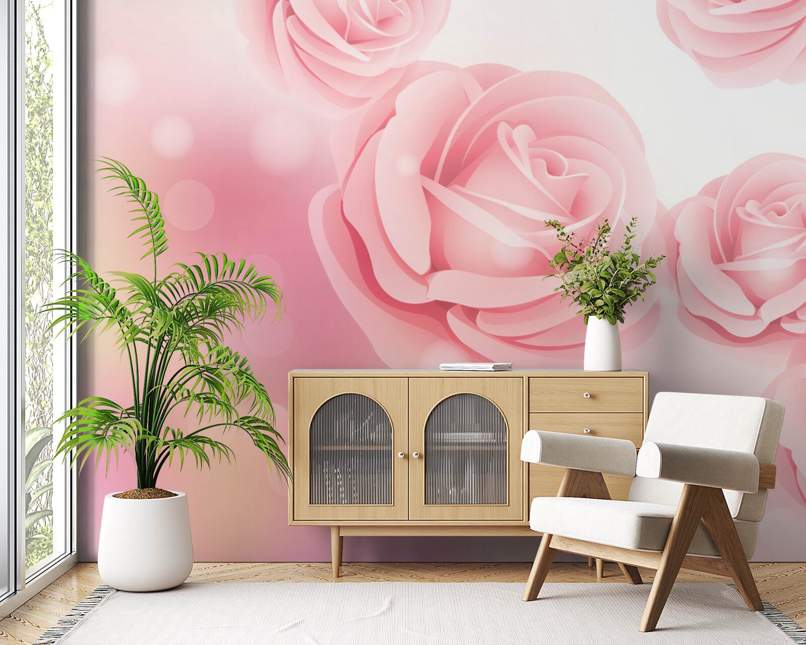 Фотошпалери ніжні квіти троянди в рожевому відтінку