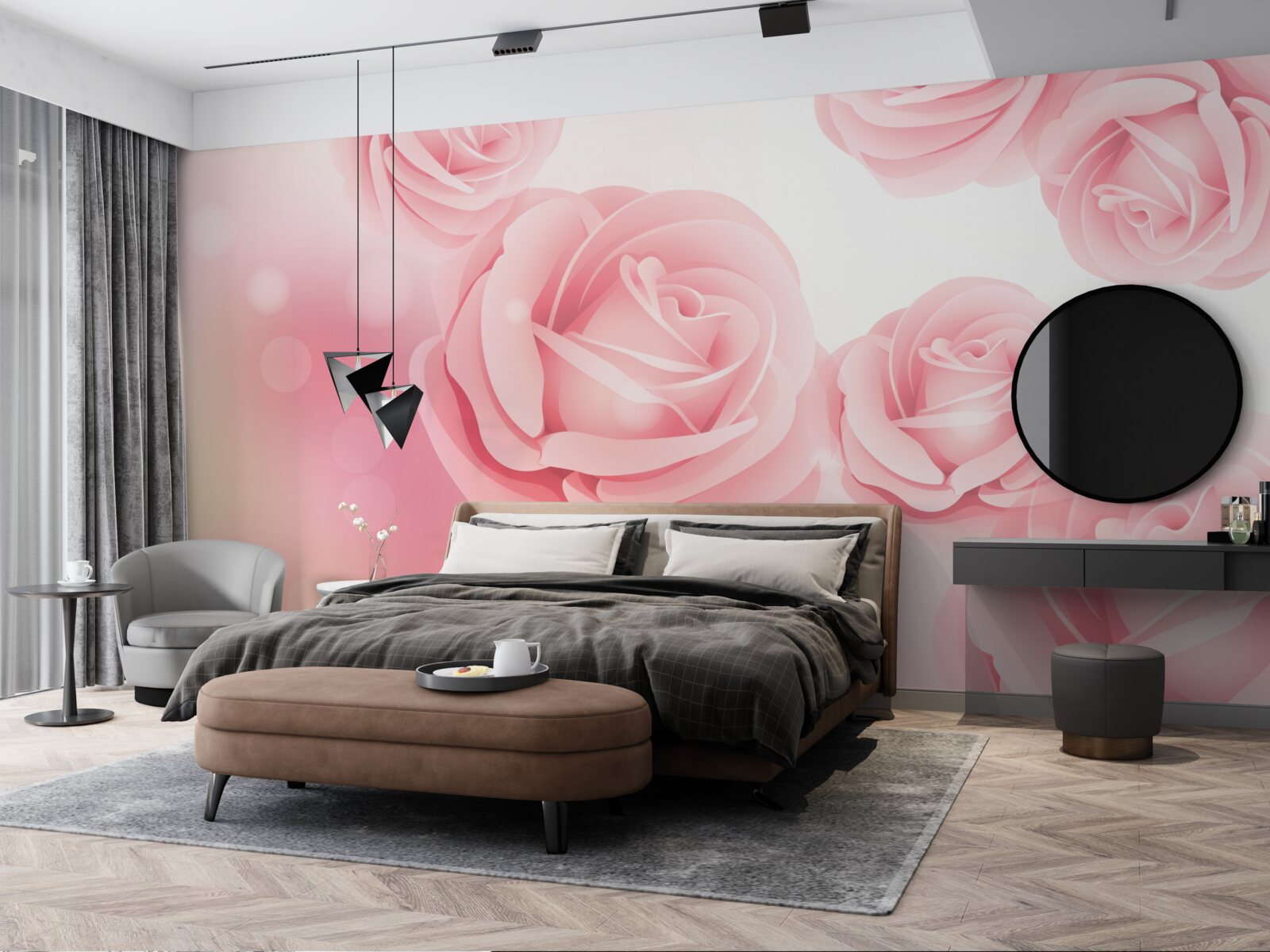 Фотошпалери ніжні квіти троянди в рожевому відтінку