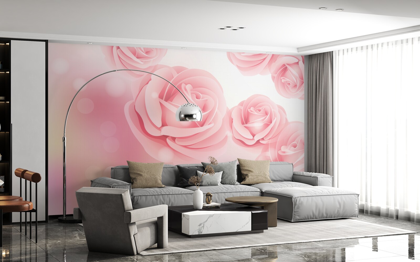 Фотошпалери ніжні квіти троянди в рожевому відтінку