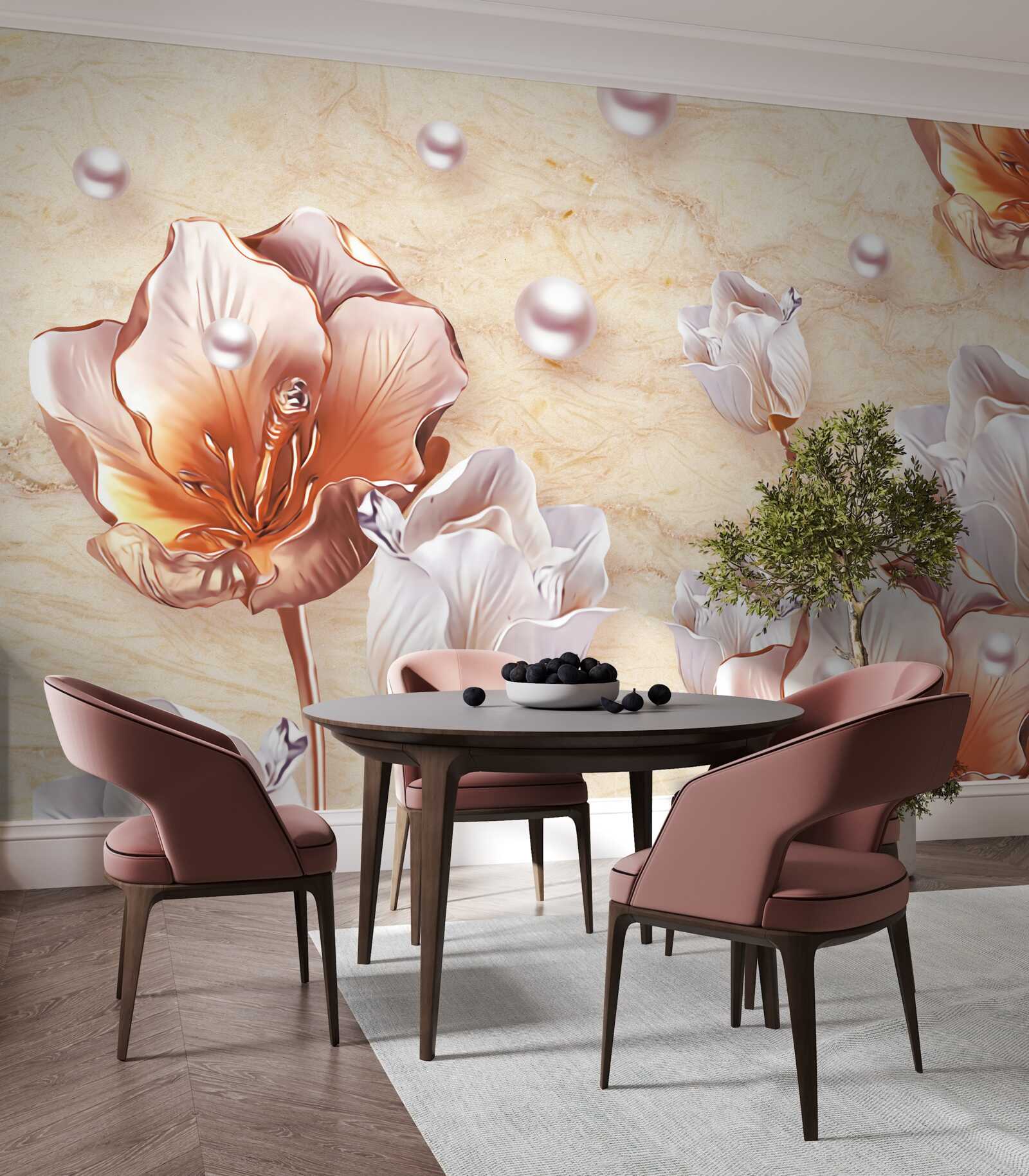 Фотошпалери блискучі циркони, яскраві намистини та вишукані квіти