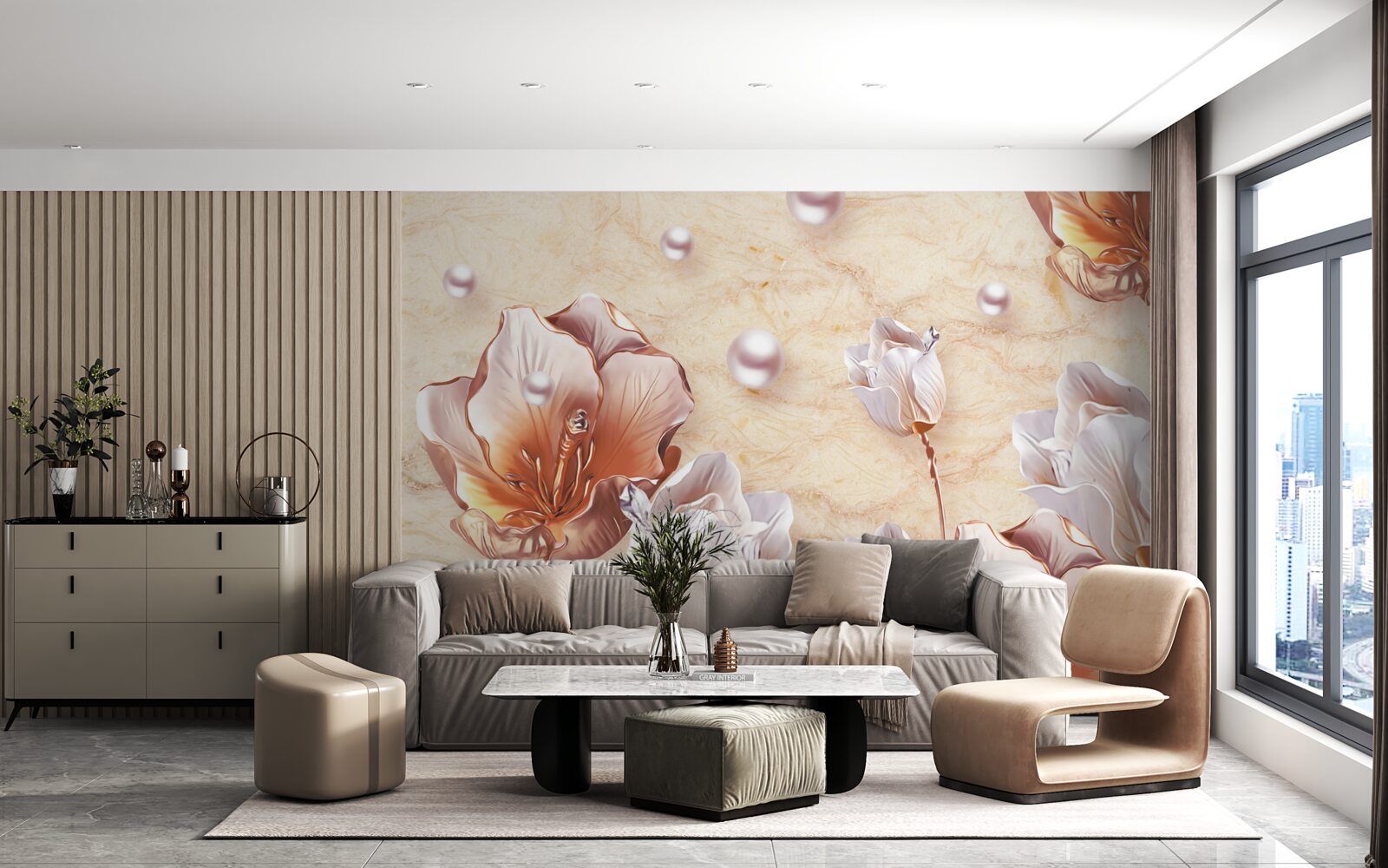 Фотошпалери блискучі циркони, яскраві намистини та вишукані квіти