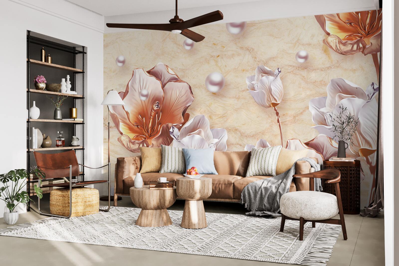 Фотошпалери блискучі циркони, яскраві намистини та вишукані квіти