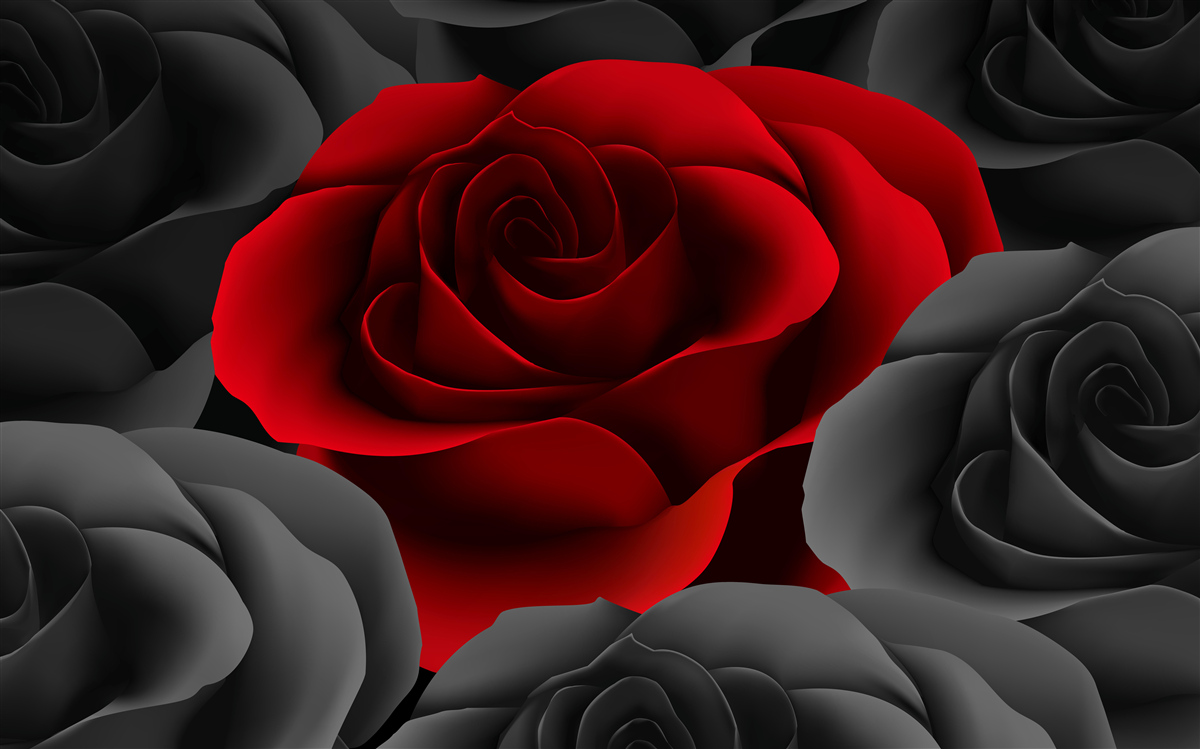 Фотошпалери яскрава квітка серед тьмяних