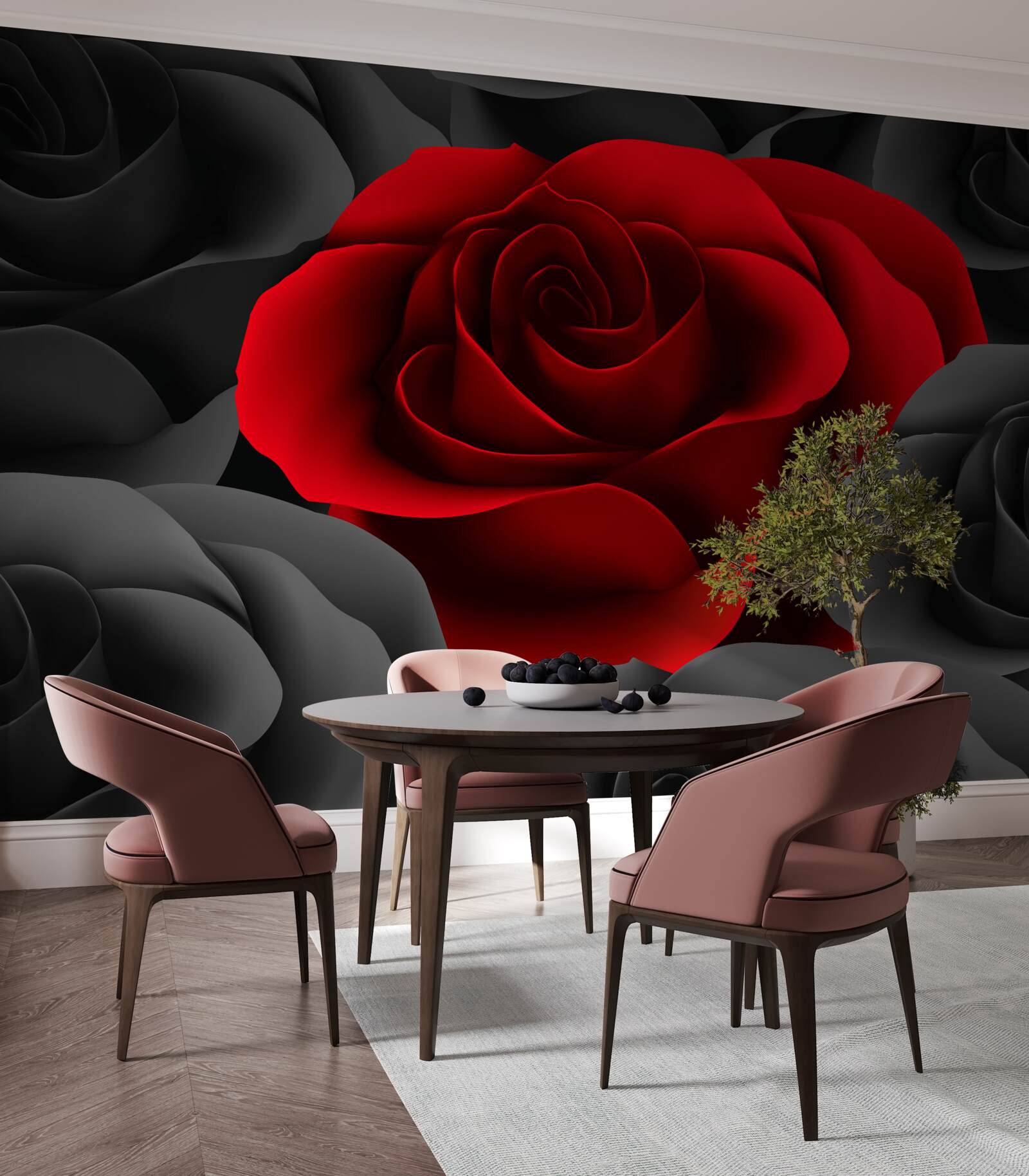 Фотошпалери яскрава квітка серед тьмяних