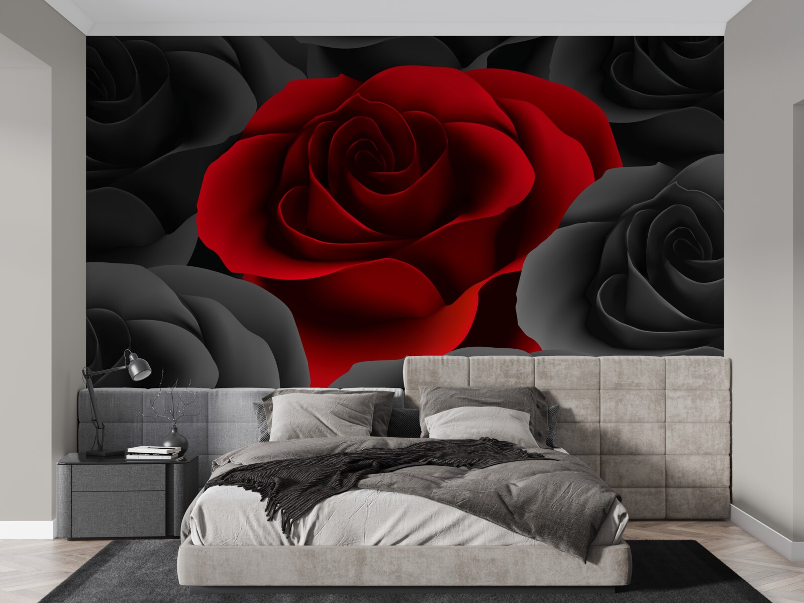 Фотошпалери яскрава квітка серед тьмяних