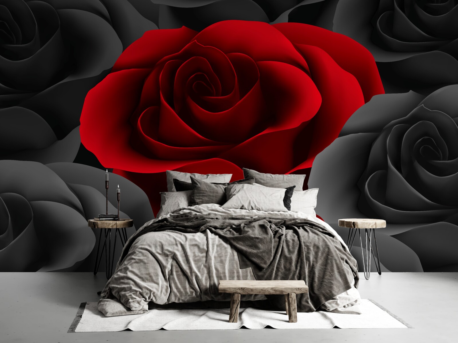 Фотошпалери яскрава квітка серед тьмяних