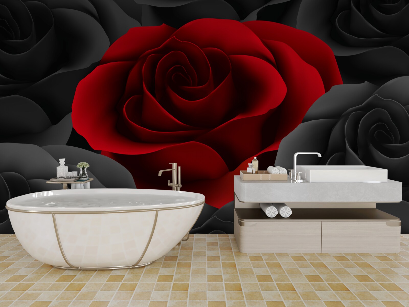 Фотошпалери яскрава квітка серед тьмяних