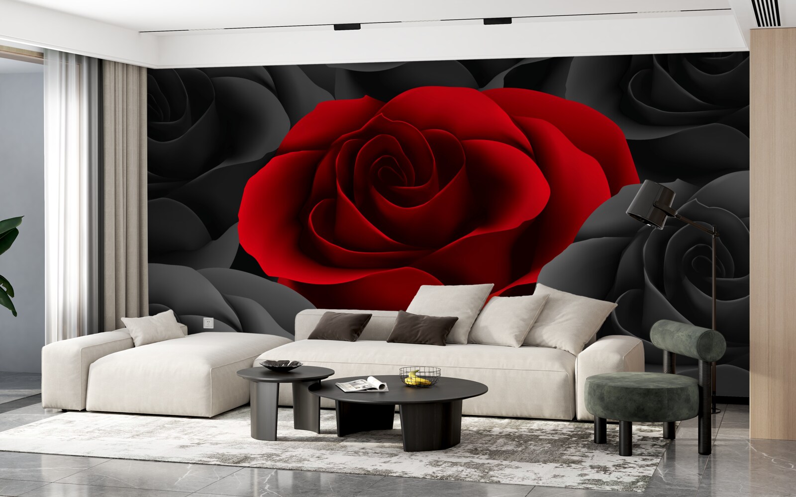 Фотошпалери яскрава квітка серед тьмяних