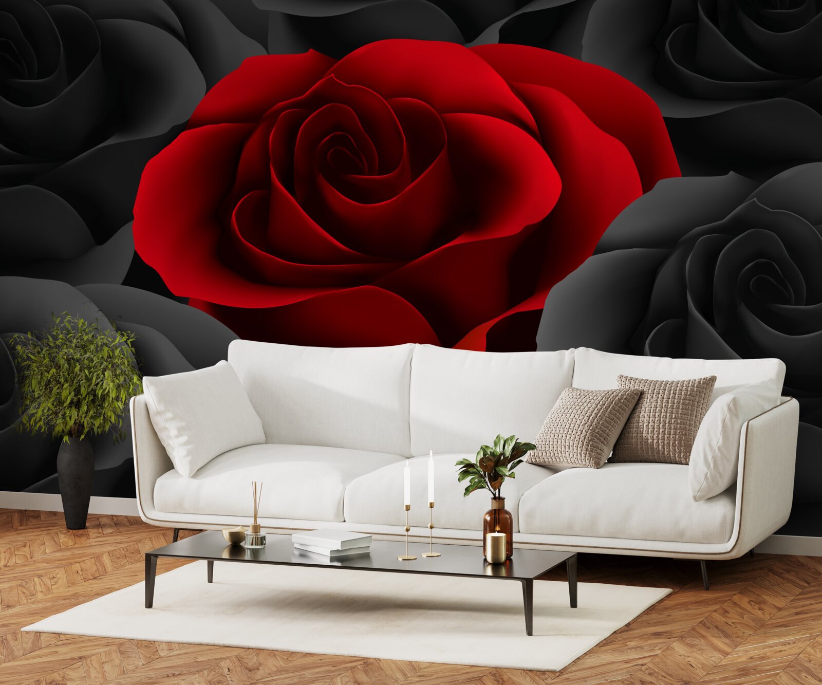 Фотошпалери яскрава квітка серед тьмяних