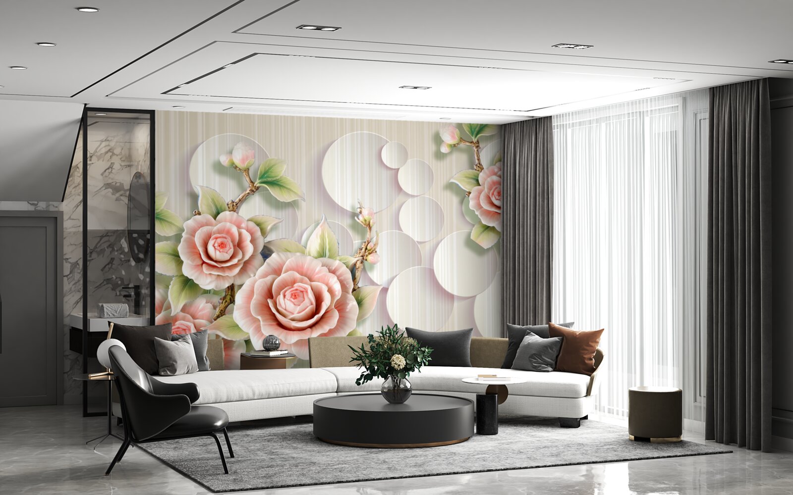 Фотошпалери яскравий фон, прикрашений ніжною трояндою чайного кольору