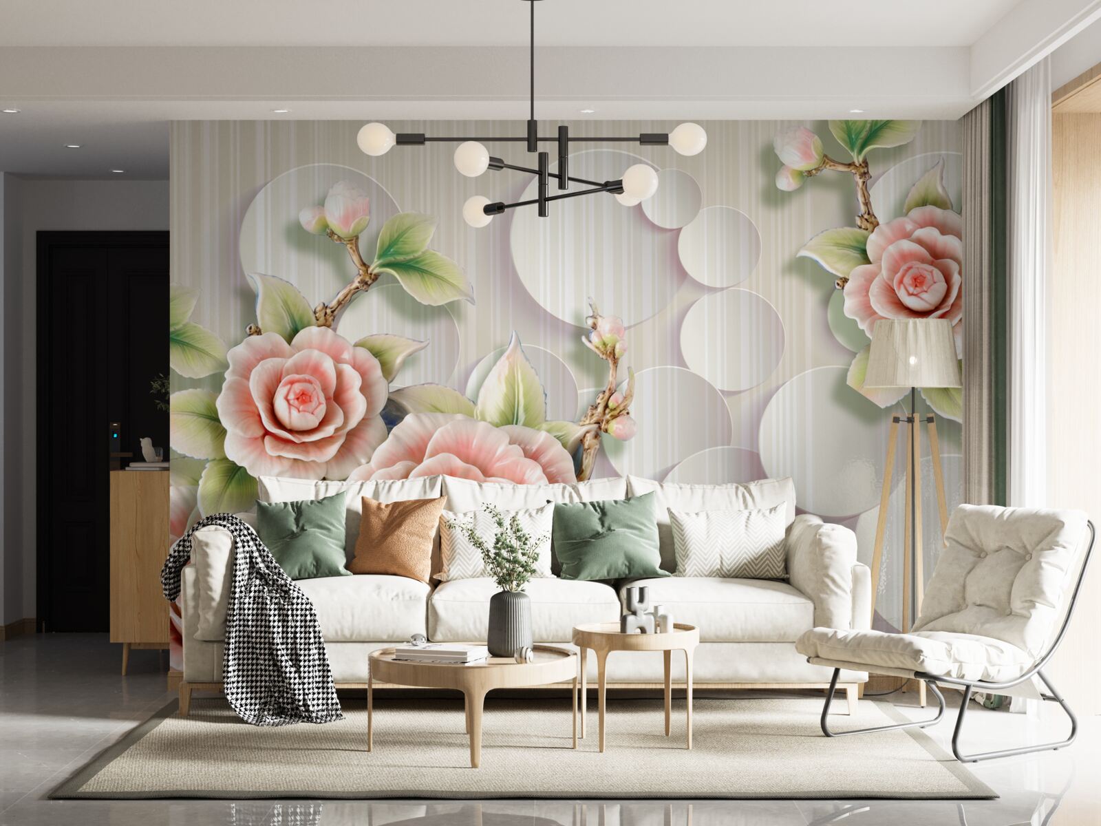 Фотошпалери яскравий фон, прикрашений ніжною трояндою чайного кольору