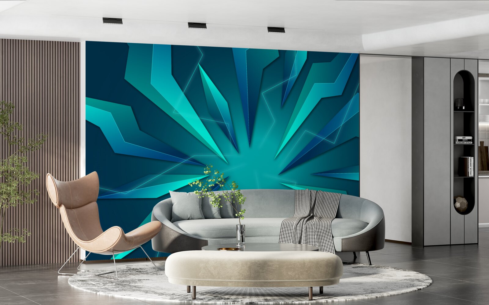 Фотошпалери вигини хвиль блакитного та бірюзового кольорів