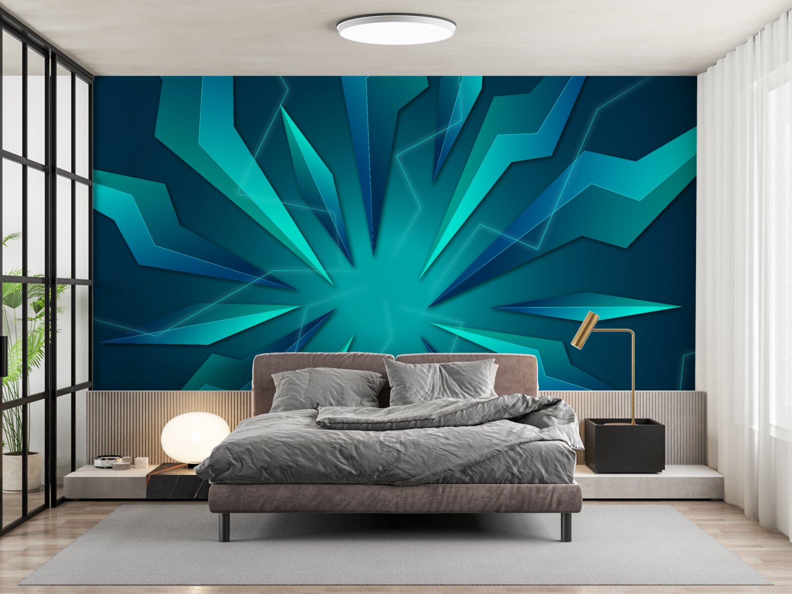 Фотошпалери вигини хвиль блакитного та бірюзового кольорів