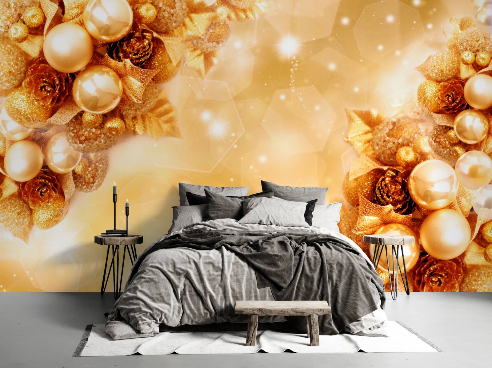 Фотошпалери золоті перлини на золотому листі