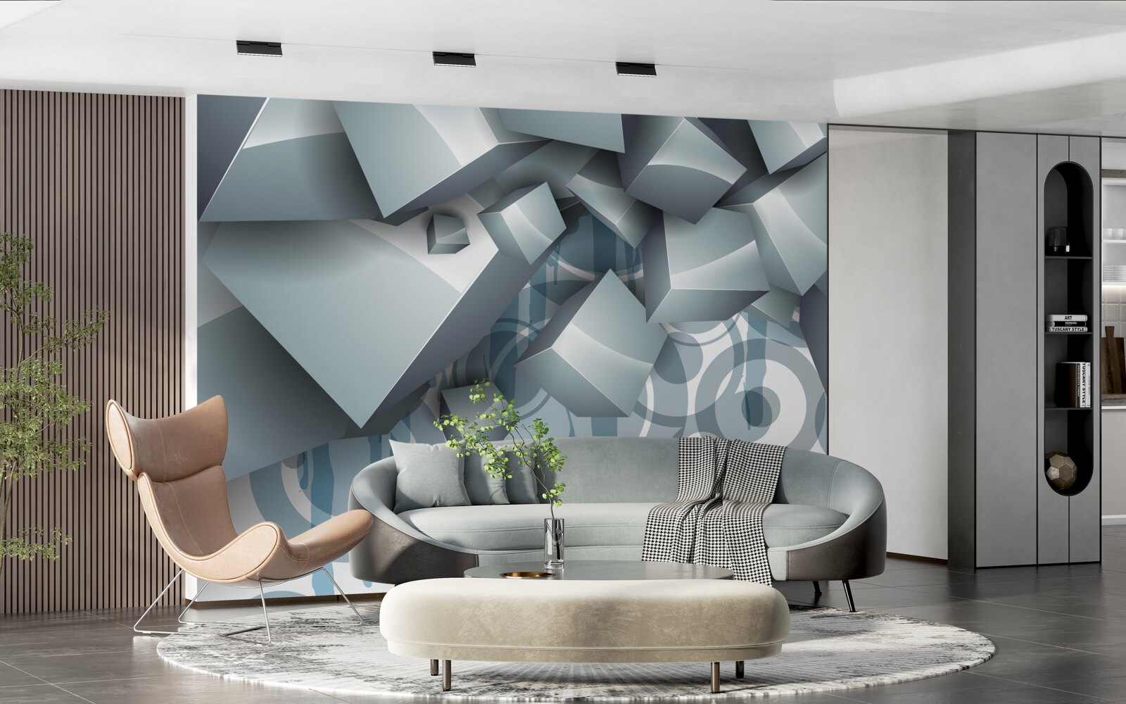 Фотошпалери сірі оптичні кубики