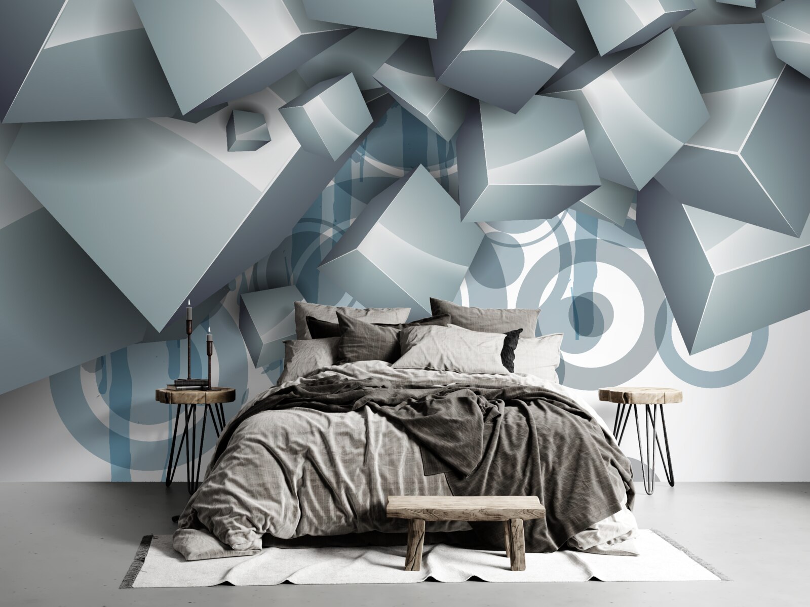 Фотошпалери сірі оптичні кубики