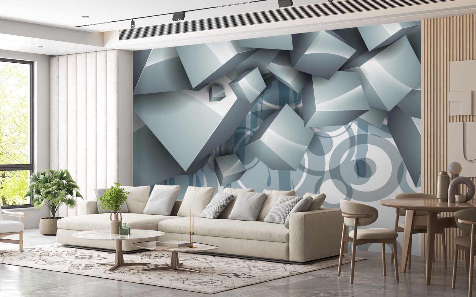 Фотошпалери сірі оптичні кубики