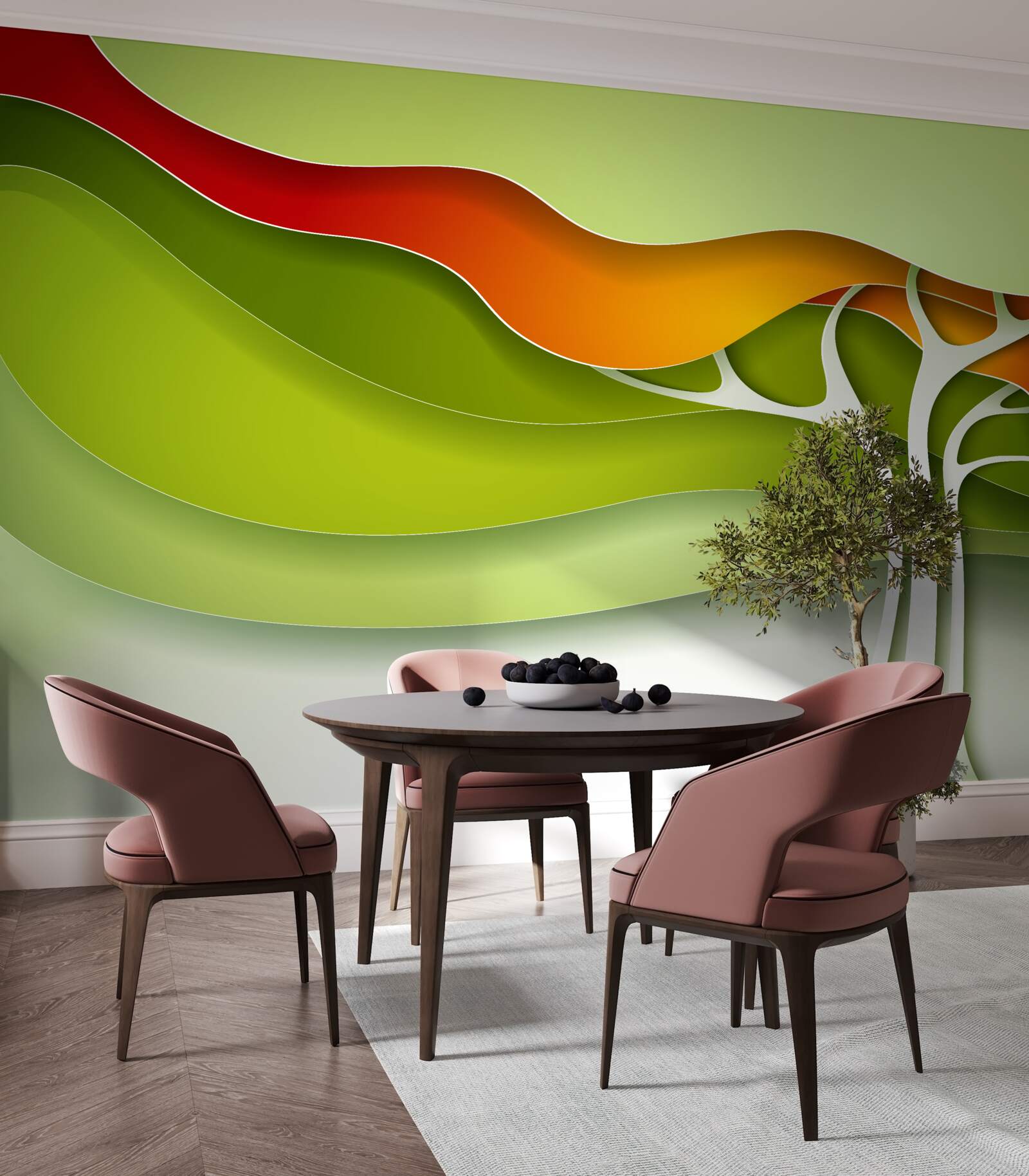 Фотошпалери верхівка дерева пофарбована в яскраві осінні тони