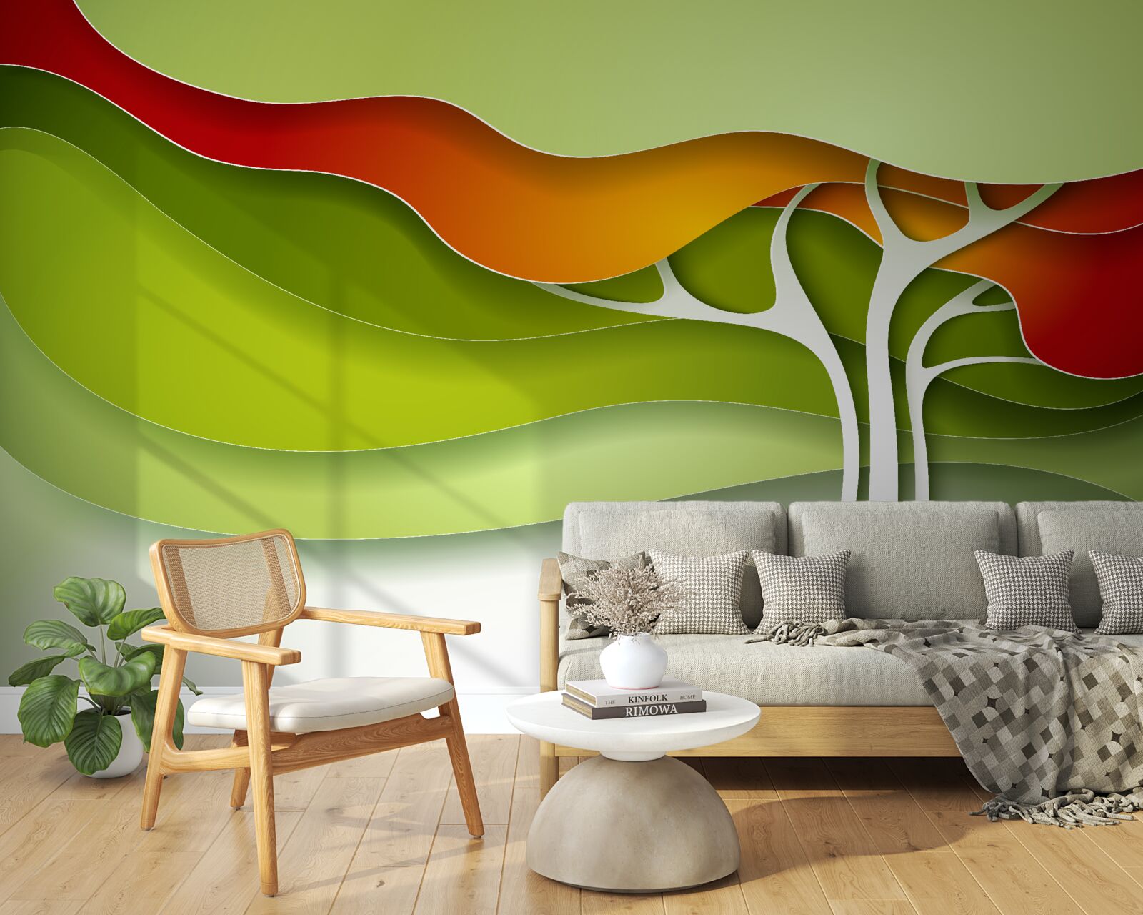 Фотошпалери верхівка дерева пофарбована в яскраві осінні тони